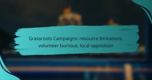 Grassroots Campaigns: resource limitations, volunteer burnout, local opposition
