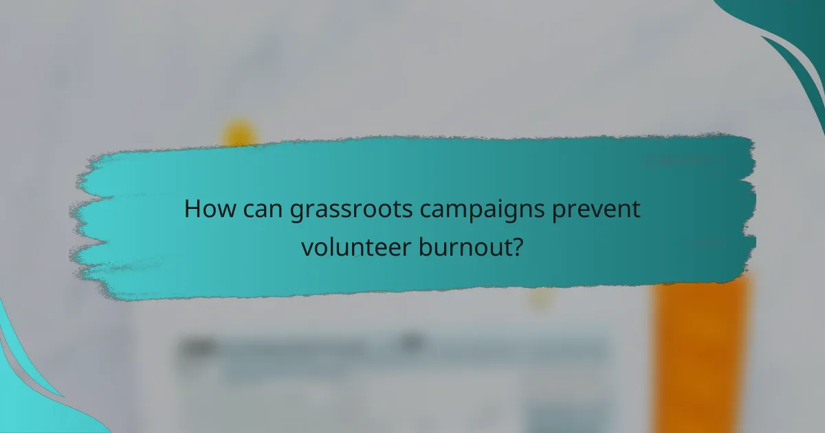 How can grassroots campaigns prevent volunteer burnout?