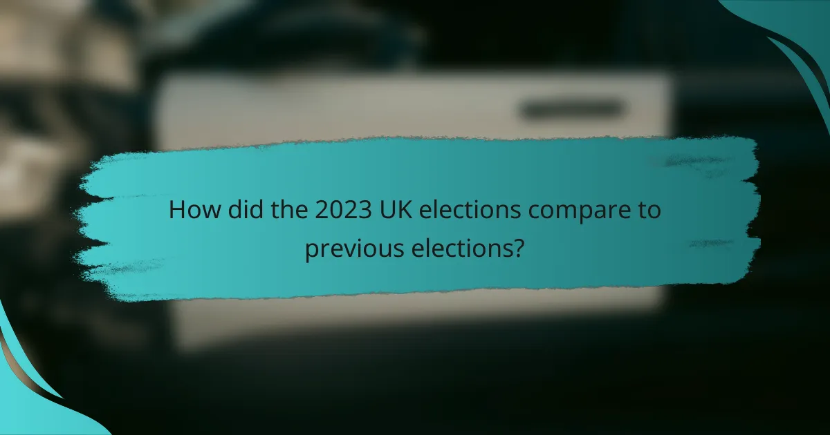 How did the 2023 UK elections compare to previous elections?